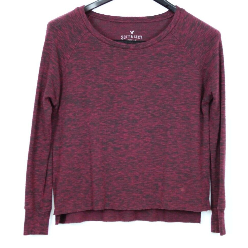 AMERICAN EAGLE Soft & Sexy Women's Top Pullover Long Sleeve Size S Heather Red
